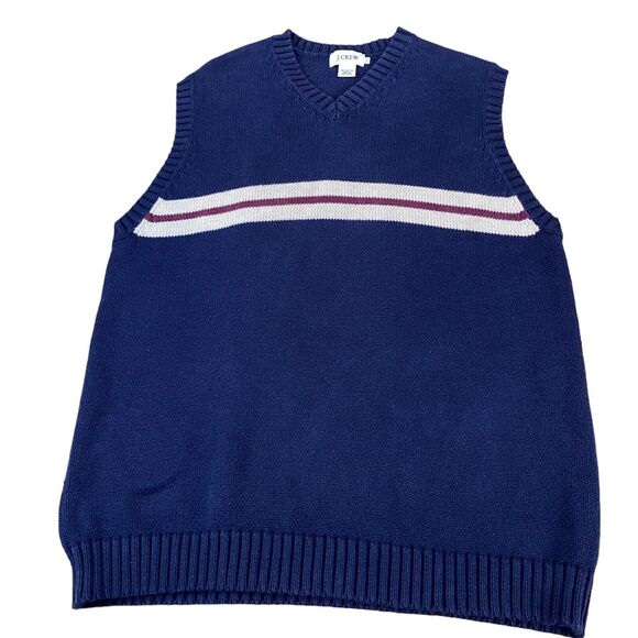 J.CREW Vest Mens Large Navy Knit 100% Cotton Sleeveless V Neck Pullover - Picture 6 of 9